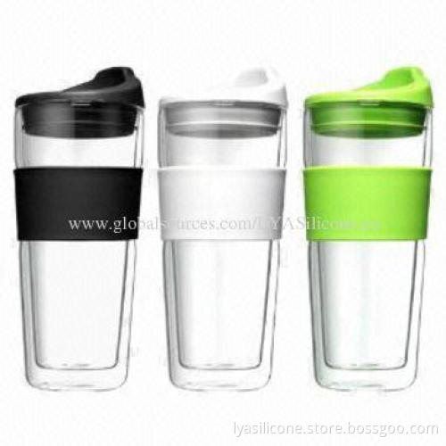 Silicone Wrap and Lid for Double Wall Glass Tumbler, High-temperature Resistance
